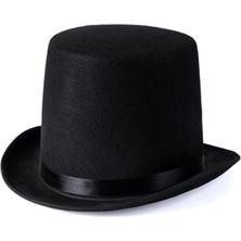 Emh Store Ikinci Kalite Yetişkinler Için Siyah Renk Ringmaster Sihirbaz Şapkası Fötr Şapka 12 cm