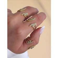 QA Quella Accessories Özel Seri Zirkon Yıldız Ayarlanabilir 14 Ayar Altın Kaplama Gold Yüzük