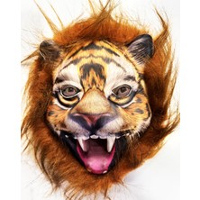 Emh Store Kahverengi Saçlı Yeleli Aslan Kaplan Kurt Maskesi Mega Peluş 28 No
