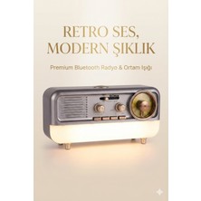 Feyza Design Retro Bluetooth Radyo, Işıklı Alt Gövde, Fm Am Sw, USB Aux Bluetooth
