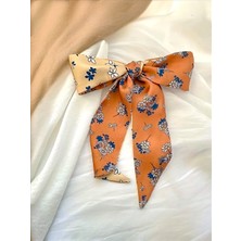 QA Quella Accessories Papatya Desenli Lacivert-Bej-Kiremit Rengi Bandana-Fular-Çanta-Saç Aksesuarı