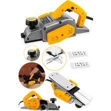 Schatz 800W Sjs Metal Şanzıman Bakır Sargı Motor Çift Bıçaklı Planya Rende Makinesi Sarı + 2 Uç