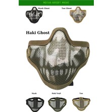 Bosile Airsoft Pro Çelik Tel Yüz Maskesi - Taktik Ghost / Kurukafa Desenli Koruyucu Maske
