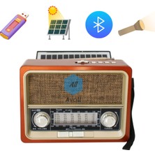 Feyza Design Solar Güneş Enerjili Nostaljik Müzik Kutusu ve Radyo Bluetooth Mp3 Çalar