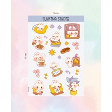 Kawaii Cozy At Home Sticker Sayfası (Beyaz Kağıt)