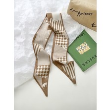 QA Quella Accessories Geometrik Çizgi Desenli Bandana-Fular-Çanta-Saç Aksesuarı