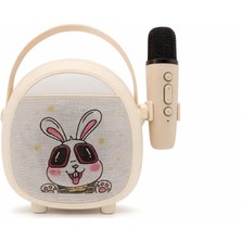 DS LLC Ieg ™ Çocuklara Özel Retro Tasarımlı Bluetooth Karaoke Mikrofon ve Ahşap Tripodlu – Beyaz D