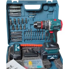 BN-5 Bn5 36V 5AH Darbeli Matkap Kömürsüz Motor Çelik Şanzıman 122 Parça Matkap Seti