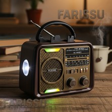 Feyza Design Nostaljik Tasarımlı Solar Müzik Çalar ve Fener, Bluetooth, Usb, Tf Kart Desteği