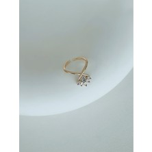 QA Quella Accessories Özel Seri Prenses  Zirkon Ayarlanabilir 14K Gold Yüzük