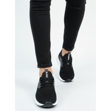 Homiro Bağcıklı Triko Unisex Spor Ayakkabı-Siyah Beyaz