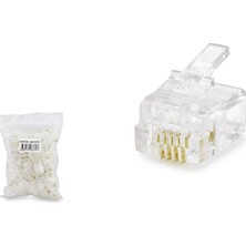 Emh Store RJ11 Konnektör 4pın Telefon 100LÜ Paket Şeffaf HDX5059