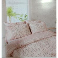 Karamanlı Home 2 Adet Fermuarlı Yastık Alezi Hediyeli % 100 Pamuk  Ranforce Çift Kişilik Nevresim Takımı Pembe 4 Parça 200X 220CM Nefes Alır Terletmez