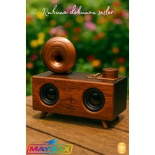 Feyza Design 3D Gramafon Tasarımlı Radyolu Müzik Çalar, Yüksek Ses Kalitesi, Bluetooth, Usb, Tf