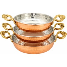 Copper Empire 3 Parça Ağır Bakır Tava Sahan Seti. 3'lü Set (14 Cm, 16CM, 18 Cm) Tava