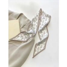 QA Quella Accessories Kalp Desen Bej Bandana-Fular-Çanta-Saç Aksesuarı