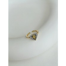 QA Quella Accessories Özel Seri   Sarı-Beyaz Zirkon Ayarlanabilir 14K Gold Yüzük