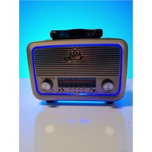 Feyza Design Şarjlı Mavi Ledli Nostalji Radyo Bluetooth USB Sd Fm Sw Am Müzik Kutusu