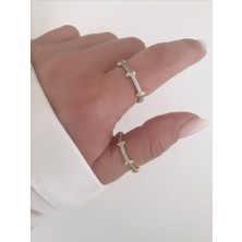 QA Quella Accessories Rodyum Beyaz Zirkon Taç  14 Ayar Altın Kaplama Ayarlanabilir Gold Yüzük