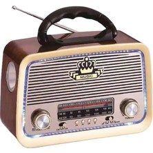 Feyza Design Şarjlı Işıklı Nostaljik Radyo Hoparlör, USB Tf Aux Müzik Çalar