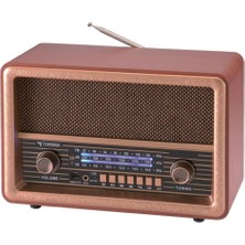 Feyza Design Nostaljik Ahşap Şarjlı Büyük Boy Radyo, Bluetooth, Usb, Fm D56-KOYU