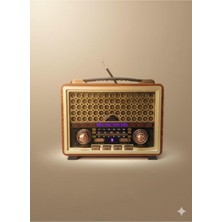 Feyza Design Nostaljik Radyo Görünümlü LED Bluetooth Işıklı Hafıza ve USB Destekli