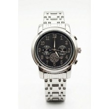 Baghes Erkek Silver Metal Kordon Siyah Kadran Çok Fonksiyonlu Spor Klasik Kol Saati