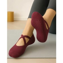 Umel Tekstil Kadın Pilates Çorap ◆ Pamuklu Kaymaz Silikon Taban ◆ Yoga Bale Pilates Tavaf Çorabı