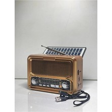 Feyza Design Şarjlı Solar Nostaljik Radyo, Bluetooth, Usb, Tf, Aux, Güneş Paneli