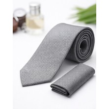 Gambocci Unisex Armürlü Kuş Gözü Desenli Slim Fit Mendilli Kravat