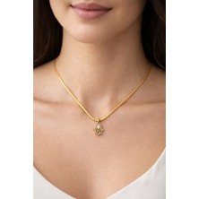Youday Accessories Zirkon Taşlı Hamsa Fatma Eli Gold Çelik Kolye Model 2 – Kararmaz, Alerji Yapmaz Zarif Kadın Kolyesi