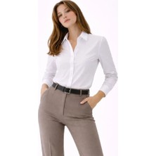 Magic Special Uzun Kollu Gömlek Düğmeli Klasik Yaka Günlük ve Ofis Şıklığına Uygun - Beyaz