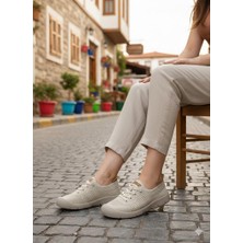 Pepita B667 Keten Lastik Bağcıklı Esnek Memory Foam Taban Kadın Ayakkabı