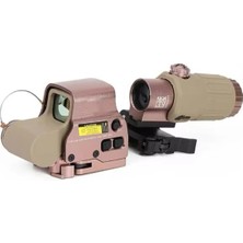 Leidory 558-G43 Xps2 Hedef Işaretleyici Red Dot - Holografik Nişangâh, 5x Büyütmeli Set-Çöl Renk