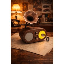 Feyza Design Retro USB Bluetooth Gramofon Müzik Çalar, Nostaji ve Taşınabilirlik