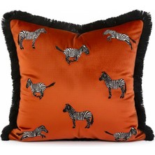 Ge Living Zebra Desenli Kadife Kırlent Kılıfı 45X45 cm – Modern Dekoratif Koltuk Yastık Kılıfı