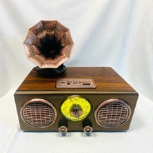 Feyza Design Nostaljik Bluetooth Radyo, Usb, Tf, Aux, Şarjlı, Çok Fonksiyonlu Tasarım