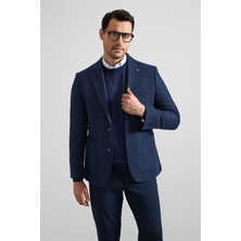 Süvari Lacivert Slim Mono Yaka Torba Cep 6 Drop Klasik Ceket