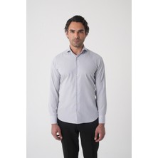 Bisse Regular Fit Erkek Napoli Yaka Uzun Kol Cepsiz Pamuk Gri Gömlek GMCZG250127_55