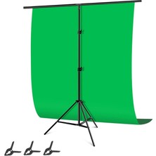 AZT 150X200CM T Stand Bar + 1.5X2MT Yeşil Green Fon Perde Background Backdrop Çekim T-Shape