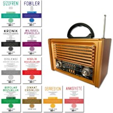 Feyza Design Retro Şarjlı Radyo ve Terapi Kitap Seti, Keyifli Anlar Için Ideal
