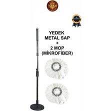 Özgürce Çok Amaçlı Temizlik Seti Kovalarına Uyumlu Metal Yedek Sap + 2 Mop Döner Başlık