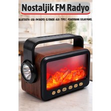 Feyza Design Nostaljik Radyo ve Bluetooth Ses Bombası, Güçlü ve Şarjlı Güneş Enerjili