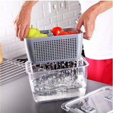 Hayat Store Lossa Süzgeçli ve Bölmeli Organizer Meyve Sebze Saklama Kabı 5 Lt ( Lisinya )