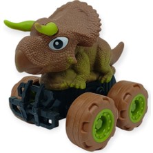 Hayat Store Sürtmeli Dinazor Arabalar 12 cm - H-20 - Triceraptors -Kahverengi (Lisinya)