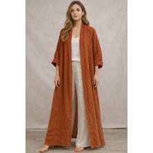 Eren Style Bohomiyan  Italyan Uzun Cepsiz Keten Kaftan & Kap (140-CM)