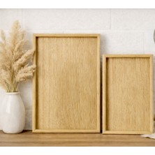Aşkana Bambu Ikili Tepsi Seti, Servis & Sunum Tepsisi | 20×30 cm – 35×25 Cm, Doğal Bambu Rengi(Açık Ton)