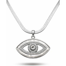 Youday Accessories Paslanmaz Çelik Nazar Göz Kolye Model 4 – Zirkon Taşlı Parlak Tasarım | Kararmaz Kadın Kolyesi