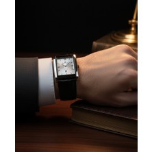 Goldwatches Klasik Kare Kasa Erkek Saat - Siyah Deri Kordon Takvimli Su Geçirmez Şık Tasarım Kutulu Hediyelik