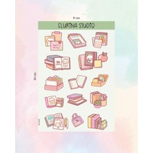 Kawaii Reading Bunny Sticker Sayfası (Beyaz Kağıt)